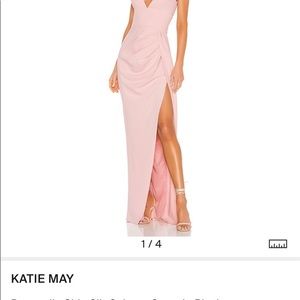 Katie May Reconcile Side Slit Column Gown in Blush